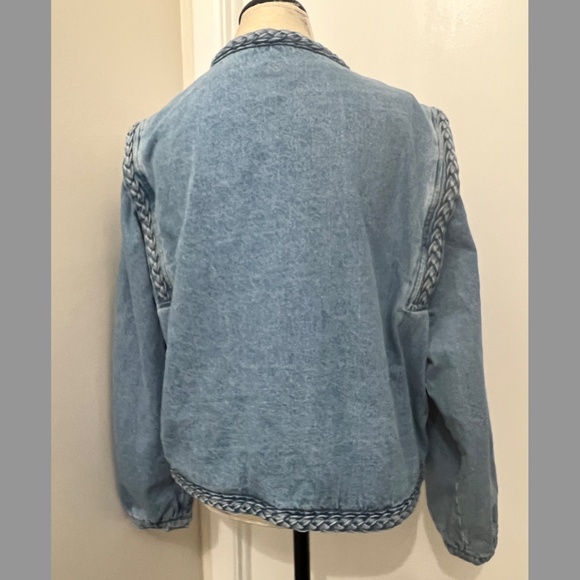 A Loves A Denim Braided Crew Neck Open Front Long Sleeve Jacket Size XL - rare! - Picture 10 of 13